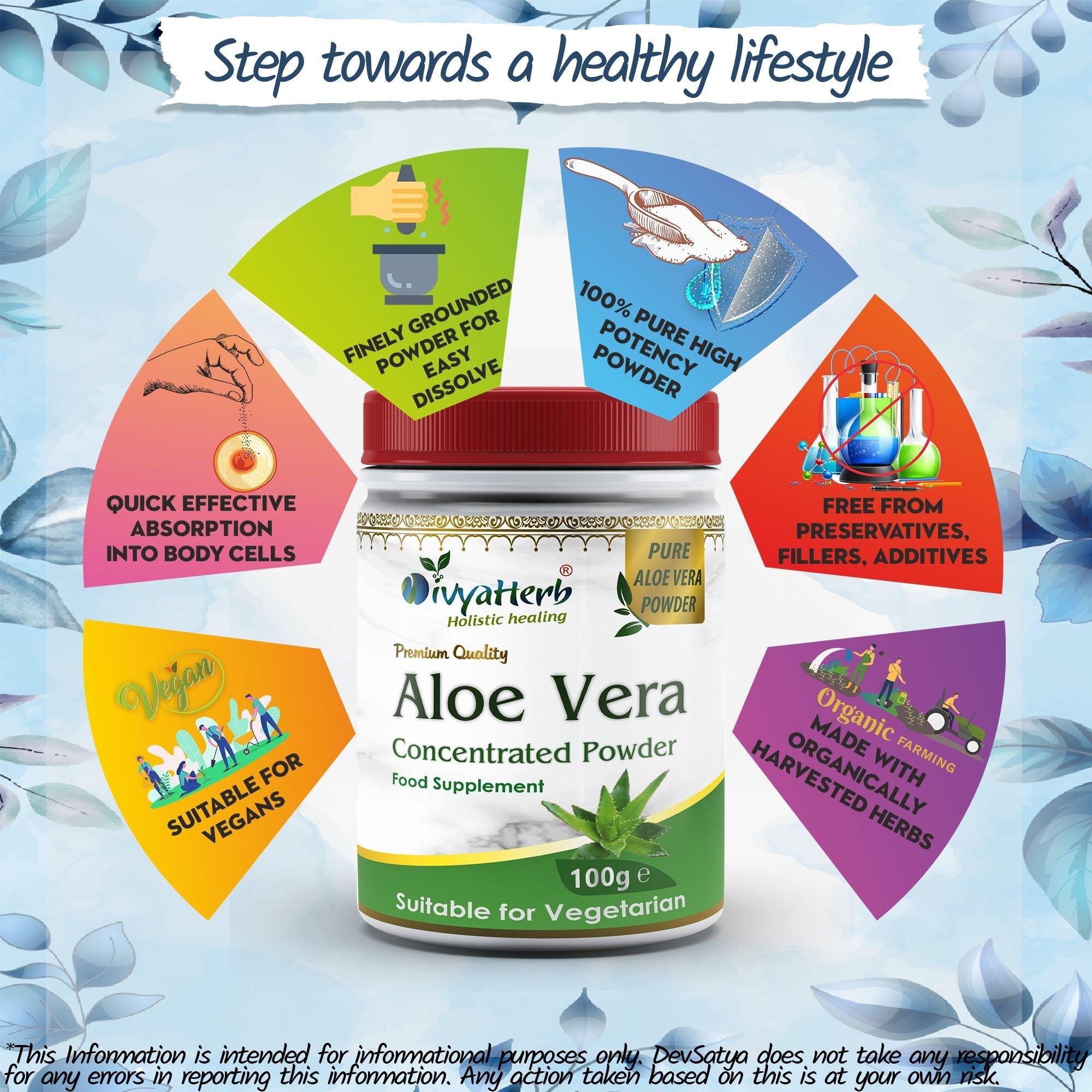 DivyaHerb Aloevera Powder 100 gram - Healthy-Looking Skin Support