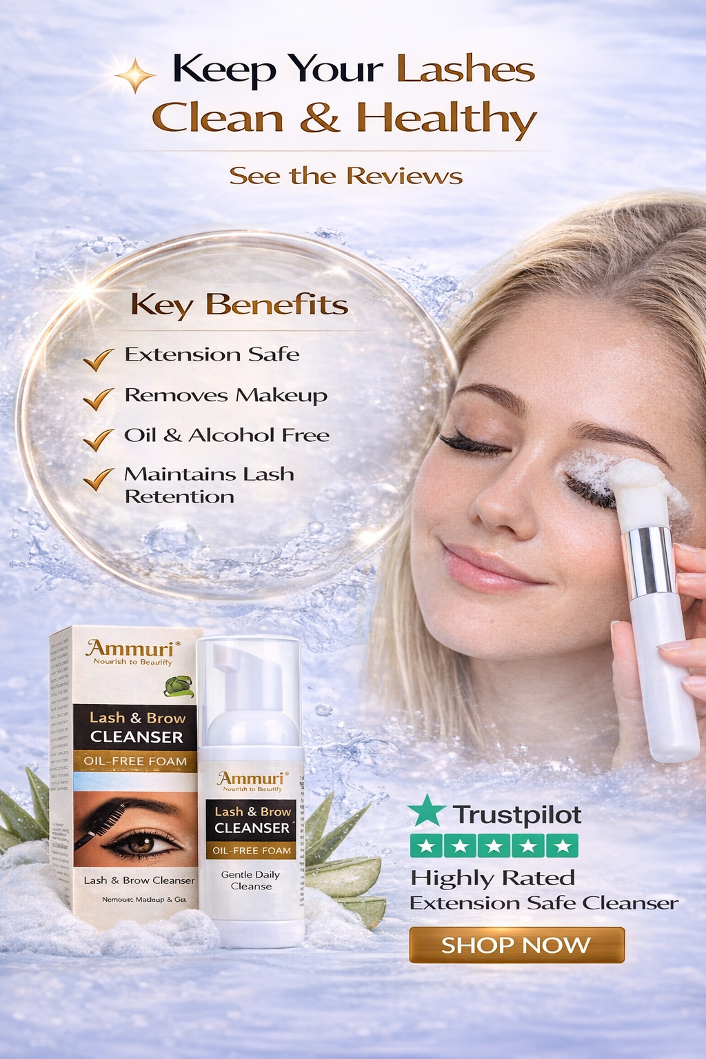 Eyelash Extension Shampoo & Lash Brow Cleansing Kit | Ammuri