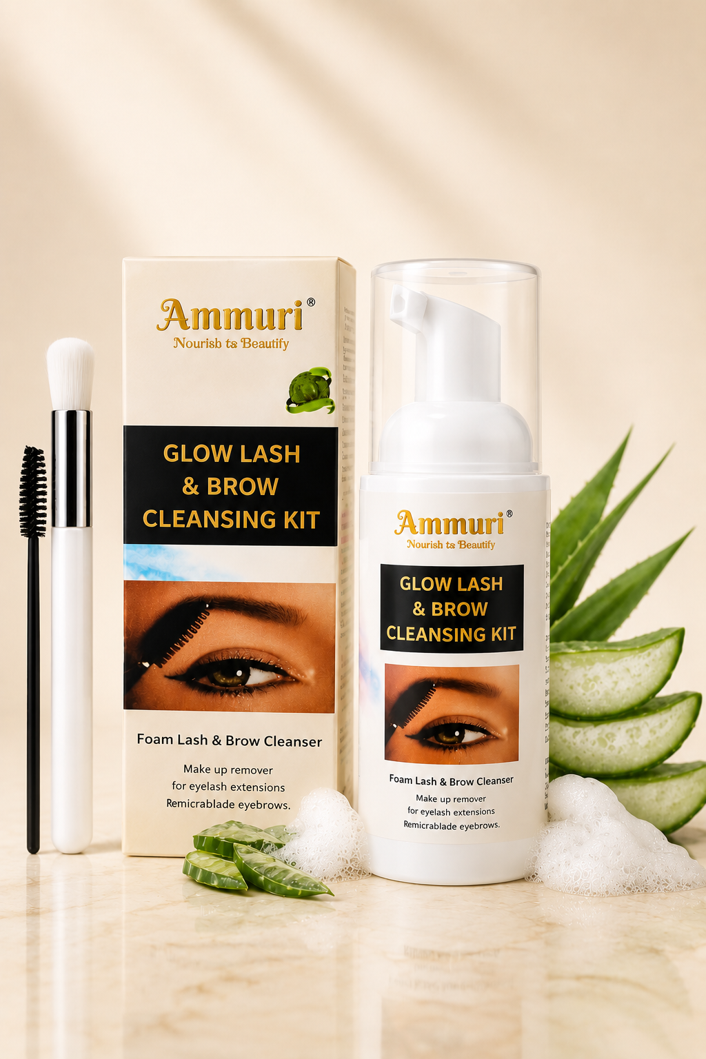 Eyelash Extension Shampoo & Lash Brow Cleansing Kit | Ammuri