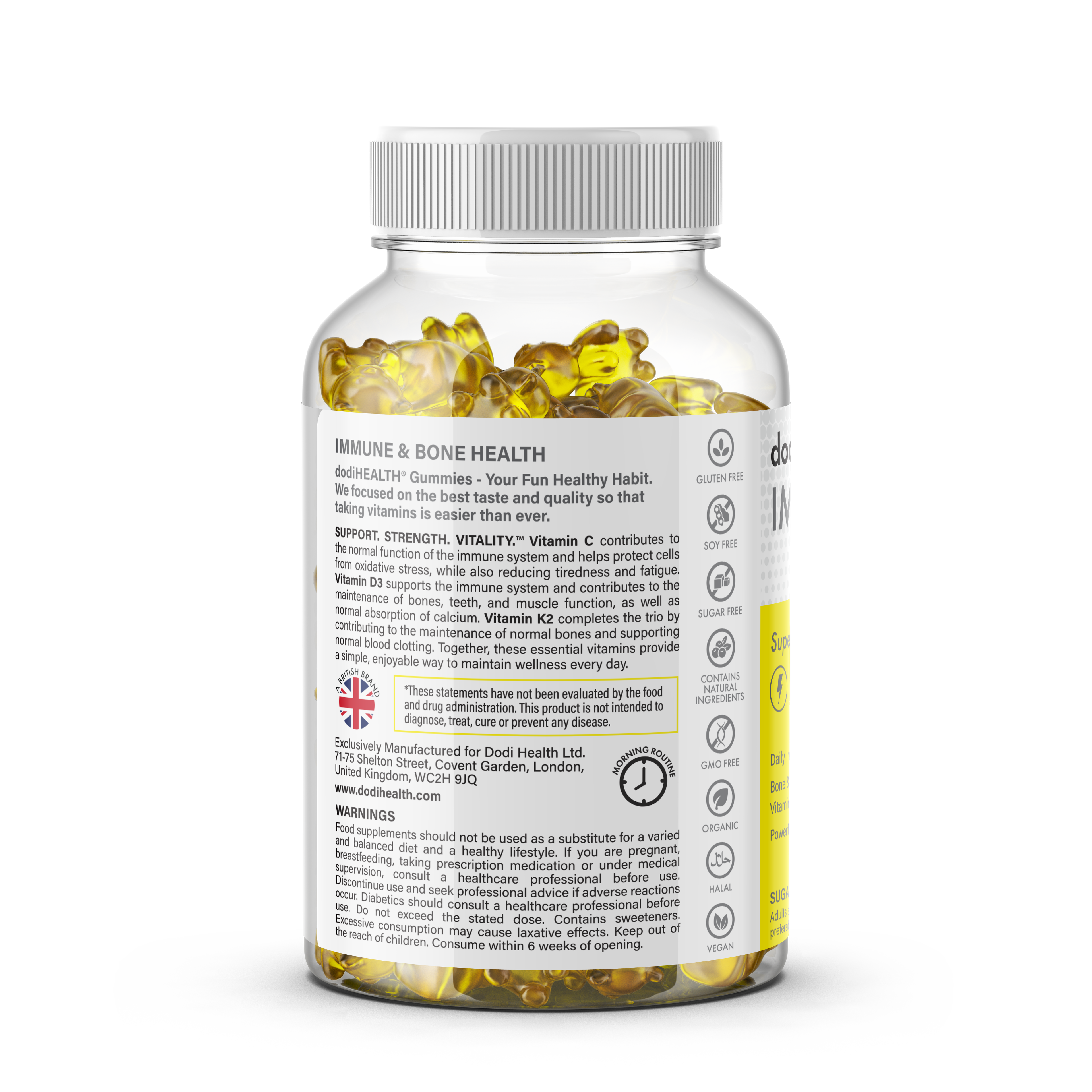 Immunity Gummies with Vitamin C, D3 & K2 - Sugar-Free, Halal, UK