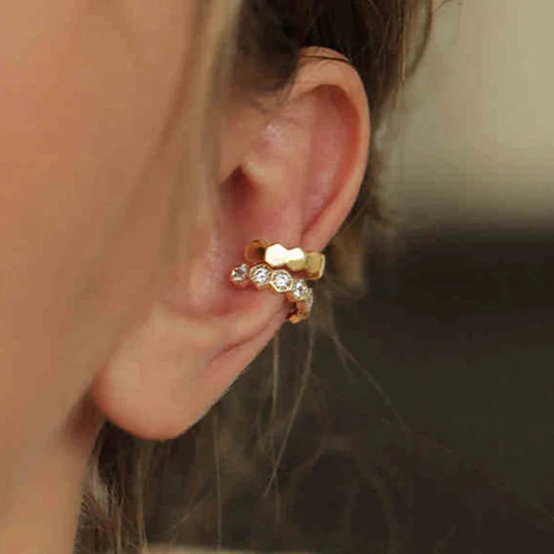 Punk Irregular Geometric Ear Cuff Earrings for Women Non-Piercing Metal Ear Clip Earring Fake Cartilage Fashion Jewelry Party