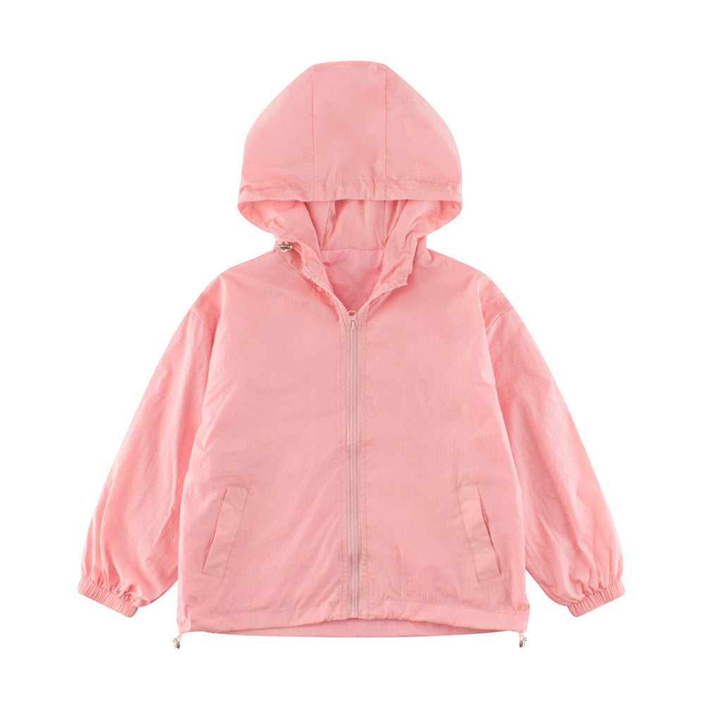 Arrival Kids Unisex Solid Color Hooded Zip-up Coat